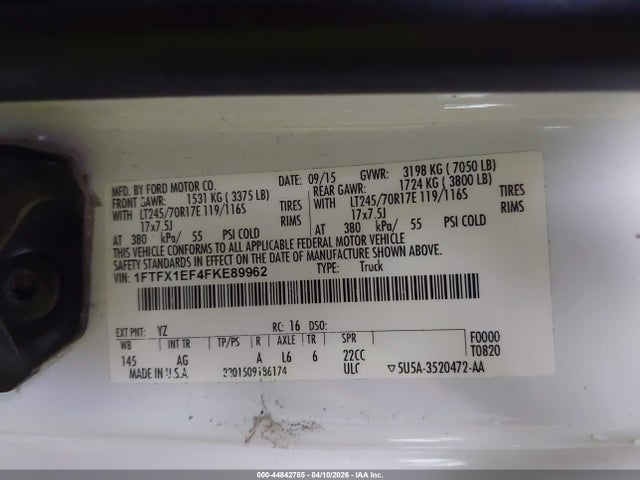 Ford F-150 Xl 2015 1FTFX1EF4FKE89962 Image 9