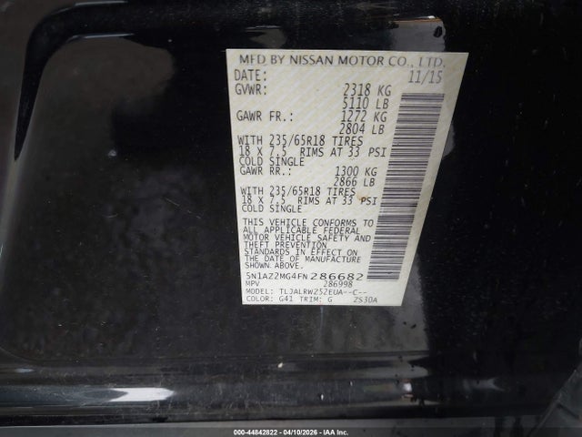 5N1AZ2MG4FN286682 Nissan MURANO SL