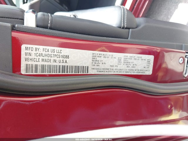 2023 Jeep Grand Cherokee Overland 4x4 მანქანა იყიდება აუქციონზე, vin: 1C4RJHDG7PC516388, აუქციონის ნომერი: 44842845