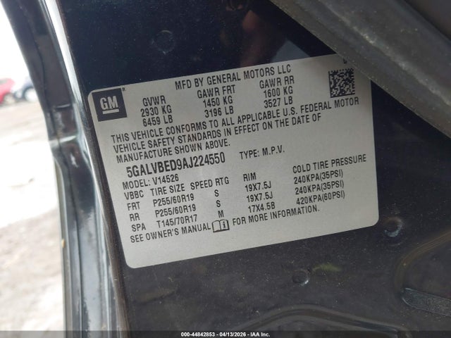 2010 Buick Enclave 1xl მანქანა იყიდება აუქციონზე, vin: 5GALVBED9AJ224550, აუქციონის ნომერი: 44842853