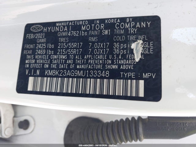 KM8K23AG9MU133348 Hyundai Kona Electric Sel