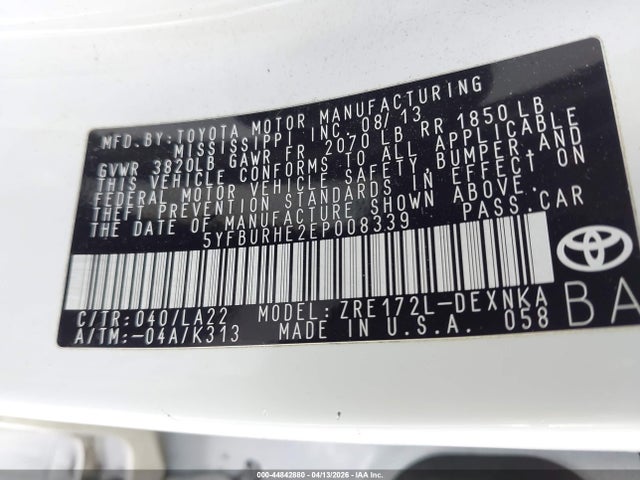 Toyota Corolla Le Premium 2014 5YFBURHE2EP008339 Image 9
