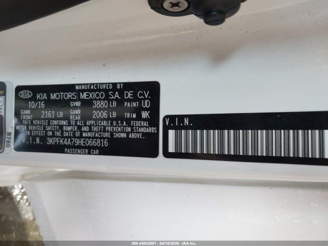 Продажа на аукционе авто 2017 Kia Forte Lx, vin: 3KPFK4A79HE066816, номер лота: 44842881