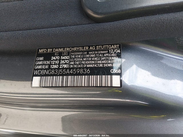 Aukcja sprzedaży 2005 Mercedes-benz S 430 4matic, vin: WDBNG83J55A459836, numer aukcji: 44842887