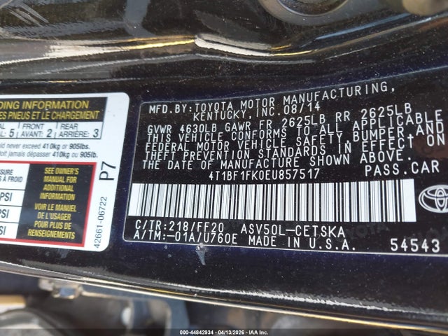 Toyota CAMRY SE 2014 4T1BF1FK0EU857517 Image 9