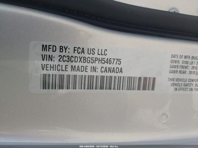 44842936 :رقم المزاد ، 2C3CDXBG5PH546775 vin ، 2023 Dodge Charger Sxt مزاد بيع
