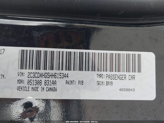 Aukcja sprzedaży 2017 Dodge Charger Sxt Rwd, vin: 2C3CDXHG5HH615344, numer aukcji: 44842945