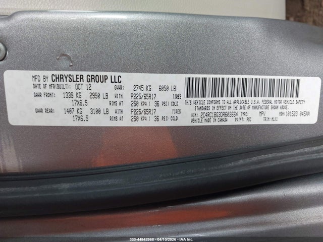 Продаж на аукціоні авто 2013 Chrysler Town & Country Touring, vin: 2C4RC1BG3DR603664, номер лоту: 44842968