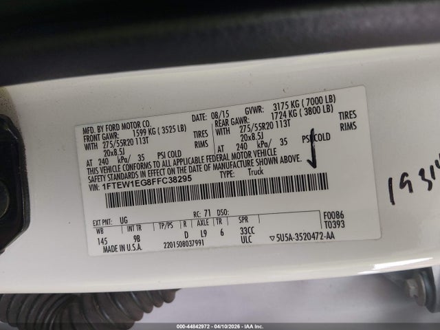 Ford F-150 Platinum 2015 1FTEW1EG8FFC38295 Image 9