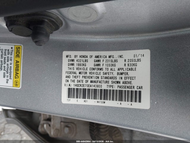 1HGCR2E70EA143800 Honda ACCORD EX
