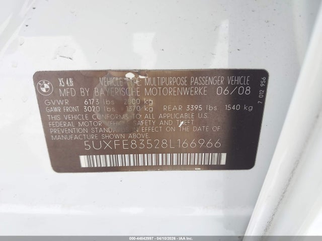 Продажа на аукционе авто 2008 Bmw X5 4.8i, vin: 5UXFE83528L166966, номер лота: 44842997
