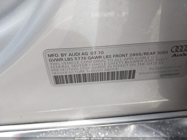 2011 AUDI A8 WAUAVAFD6BN001467 Photo 8