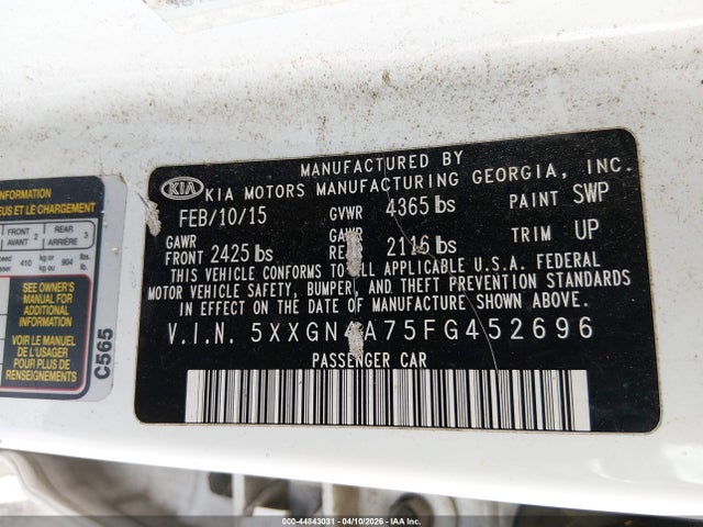 KIA OPTIMA EX 2015 5XXGN4A75FG452696 Image 9