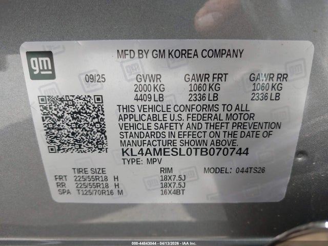 44843044 :رقم المزاد ، KL4AMESL0TB070744 vin ، 2026 Buick Encore Gx Sport Touring Awd مزاد بيع