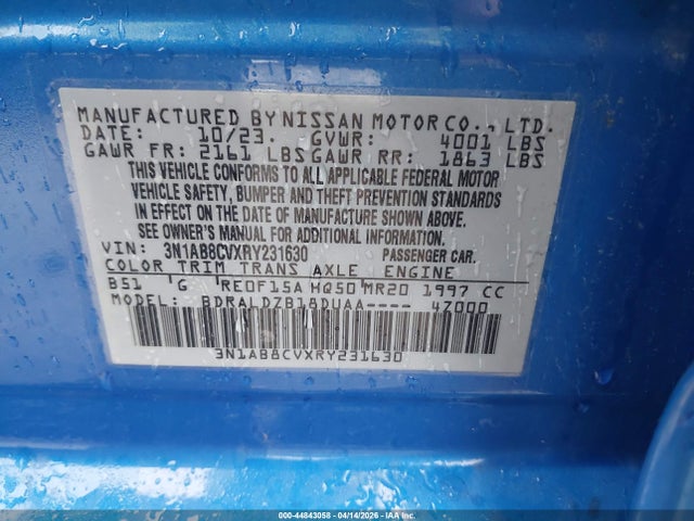44843058 :رقم المزاد ، 3N1AB8CVXRY231630 vin ، 2024 Nissan Sentra Sv Xtronic Cvt مزاد بيع