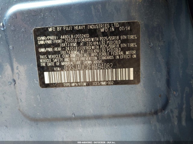 44843062 :رقم المزاد ، JF2SJAUC2FH494082 vin ، 2015 Subaru Forester 2.5i Touring مزاد بيع