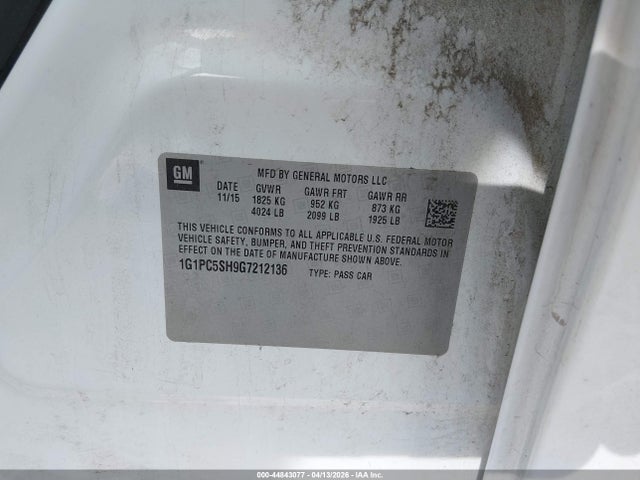 1G1PC5SH9G7212136 Chevrolet Cruze Limited Ls Auto