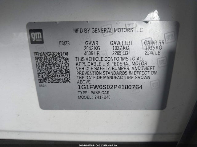 1G1FW6S02P4180764 Chevrolet Bolt Ev Fwd 1lt
