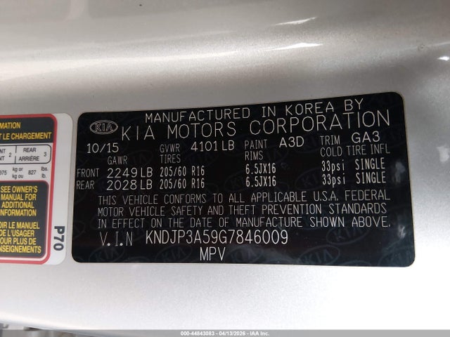 Продажа на аукционе авто 2016 Kia Soul +, vin: KNDJP3A59G7846009, номер лота: 44843083