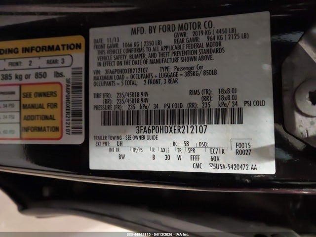 2014 FORD FUSION 3FA6P0HDXER212107 Photo 8