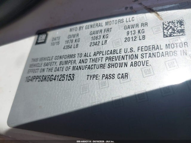 1G4PP5SK6G4125153 Buick Verano