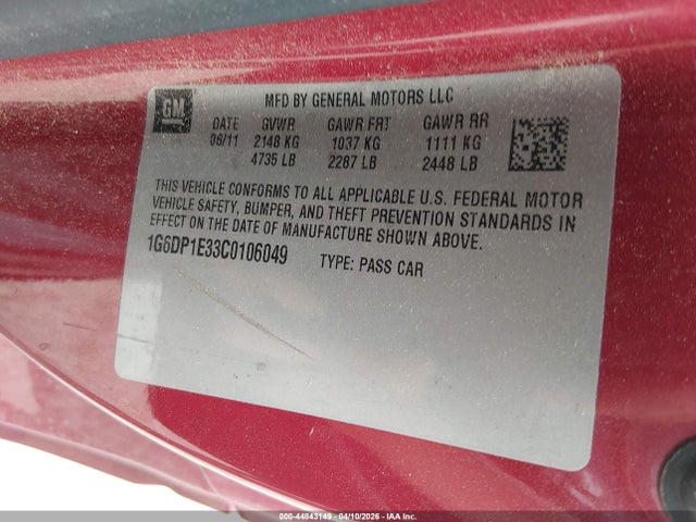 2012 CADILLAC CTS 1G6DP1E33C0106049 Photo 8