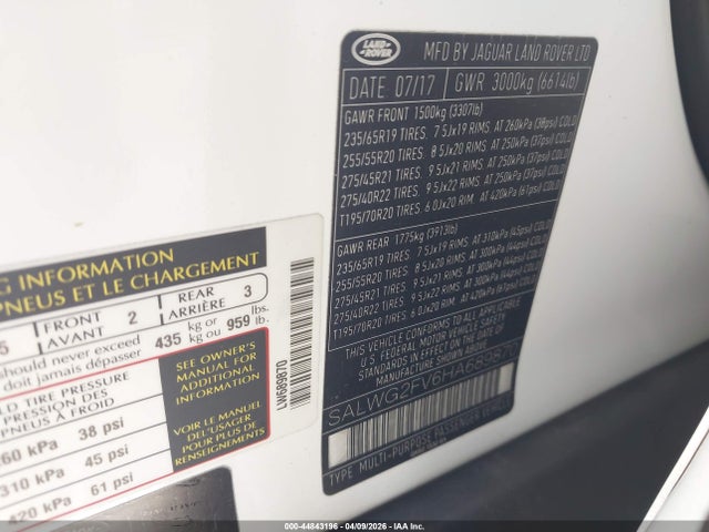 SALWG2FV6HA689870 Land Rover Range Rover Sport 3.0l V6 Supercharged Se