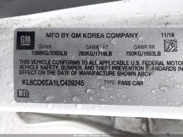 KL8CD6SA1LC439245 Chevrolet Spark Fwd 1lt Automatic