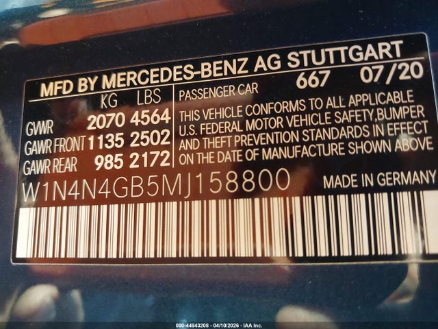 Aukcja sprzedaży 2021 Mercedes-benz Gla 250, vin: W1N4N4GB5MJ158800, numer aukcji: 44843208