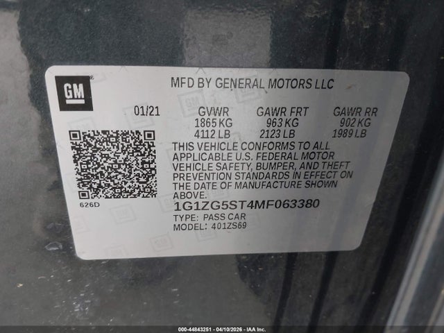 1G1ZG5ST4MF063380 Chevrolet Malibu Fwd Rs
