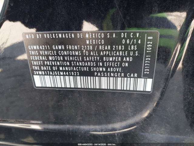Volkswagen Jetta 1.8t Se 2014 3VWB17AJ5EM441923 Image 9