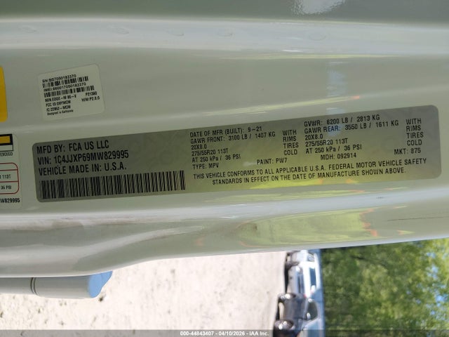 Aukcja sprzedaży 2021 Jeep Wrangler 4xe Unlimited Sahara 4x4, vin: 1C4JJXP69MW829995, numer aukcji: 44843407