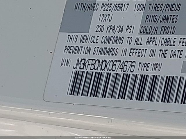 44843408 :رقم المزاد ، JM3KFBCM0K0674676 vin ، 2019 Mazda Cx-5 Touring مزاد بيع