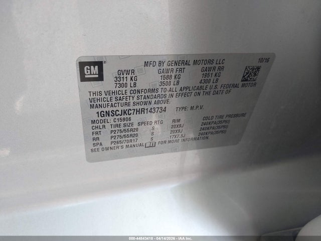 1GNSCJKC7HR143734 Chevrolet Suburban Premier