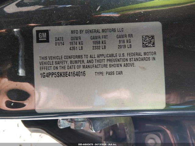 2014 Buick Verano მანქანა იყიდება აუქციონზე, vin: 1G4PP5SK8E4164016, აუქციონის ნომერი: 44843479