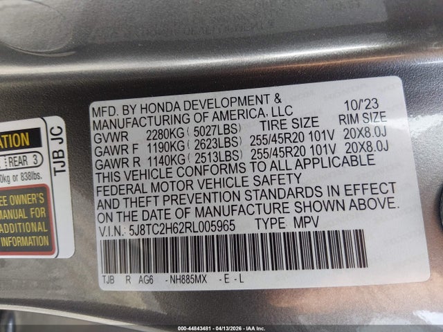 Продаж на аукціоні авто 2024 Acura Rdx A-spec Package, vin: 5J8TC2H62RL005965, номер лоту: 44843481