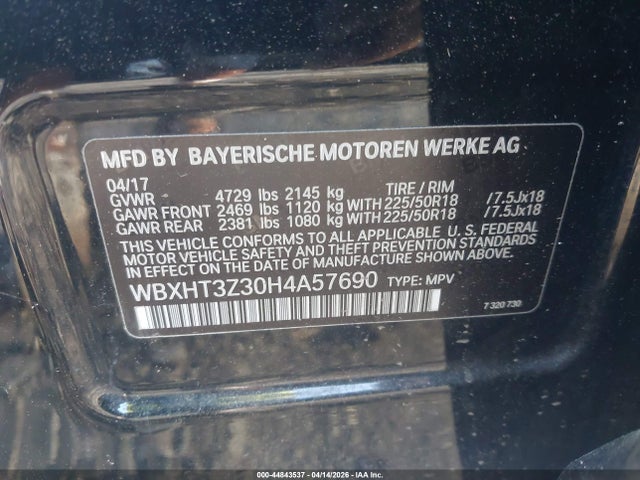 Продажа на аукционе авто 2017 Bmw X1 Xdrive28i, vin: WBXHT3Z30H4A57690, номер лота: 44843537