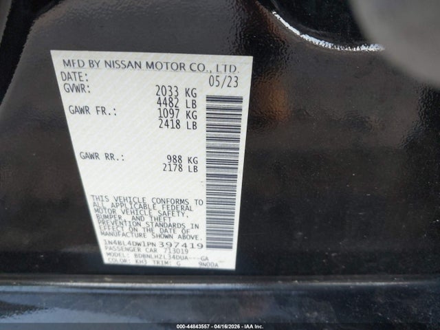 Продаж на аукціоні авто 2023 Nissan Altima Sv Intelligent Awd, vin: 1N4BL4DW1PN397419, номер лоту: 44843557