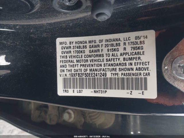 Honda Civic Lx 2014 19XFB2F50EE241249 Image 9