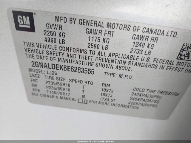 Продаж на аукціоні авто 2014 Chevrolet Equinox Ltz, vin: 2GNALDEK6E6283555, номер лоту: 44843578