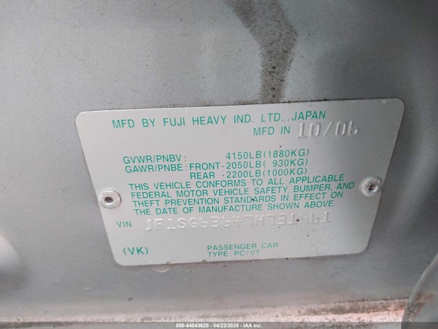 Продаж на аукціоні авто 2007 Subaru Forester 2.5x, vin: JF1SG63647H731961, номер лоту: 44843620