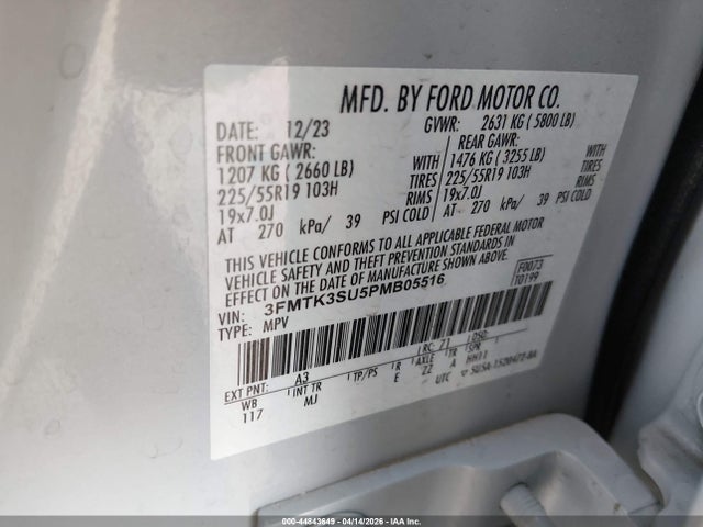 Aukcja sprzedaży 2023 Ford Mustang Mach-e Premium, vin: 3FMTK3SU5PMB05516, numer aukcji: 44843649