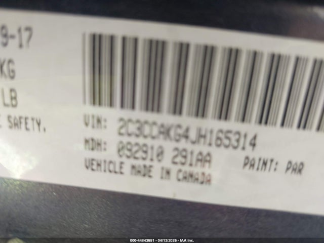 Продаж на аукціоні авто 2018 Chrysler 300 Limited Awd, vin: 2C3CCAKG4JH165314, номер лоту: 44843651