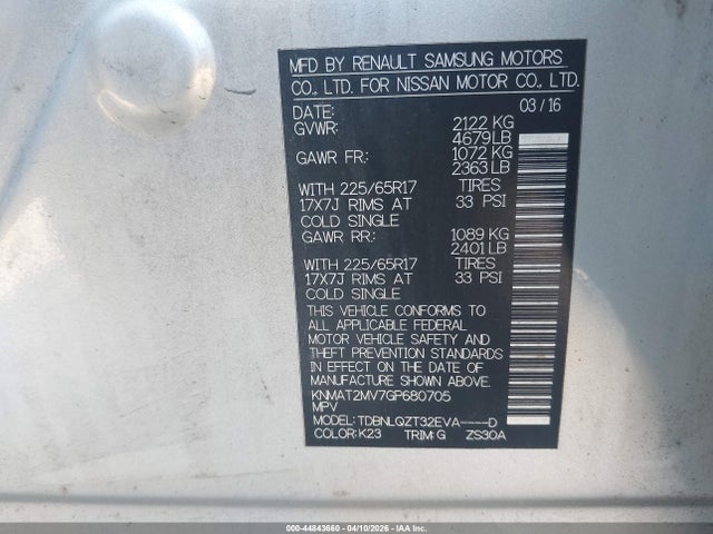 Nissan ROGUE SV 2016 KNMAT2MV7GP680705 Image 9