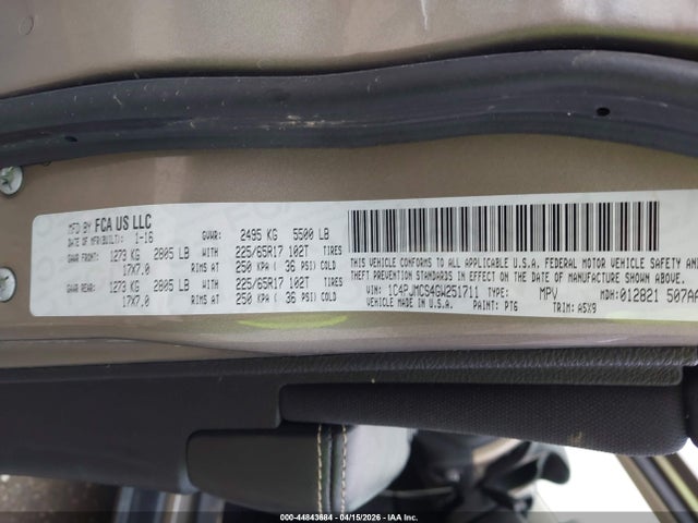 Aukcja sprzedaży 2016 Jeep Cherokee Latitude, vin: 1C4PJMCS4GW251711, numer aukcji: 44843684