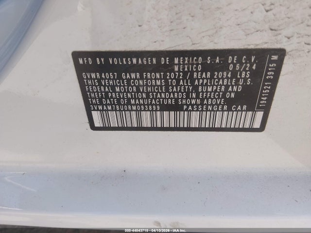 44843715 :رقم المزاد ، 3VWAM7BU0RM093899 vin ، 2024 Volkswagen Jetta 1.5t Sport مزاد بيع
