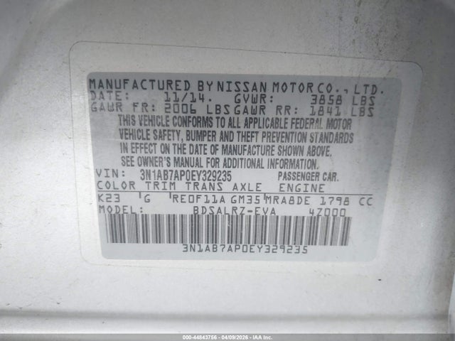 Nissan SENTRA SR 2014 3N1AB7AP0EY329235 Image 9