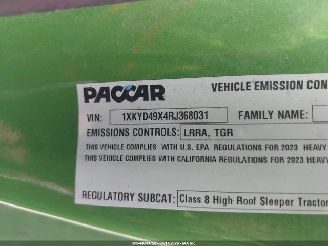 2024 Kenworth T680 მანქანა იყიდება აუქციონზე, vin: 1XKYD49X4RJ368031, აუქციონის ნომერი: 44843758