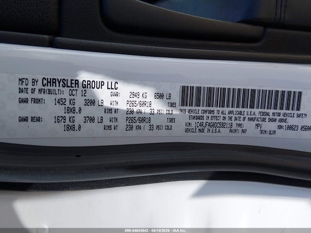 2013 Jeep Grand Cherokee Laredo მანქანა იყიდება აუქციონზე, vin: 1C4RJFAG0DC592118, აუქციონის ნომერი: 44843842