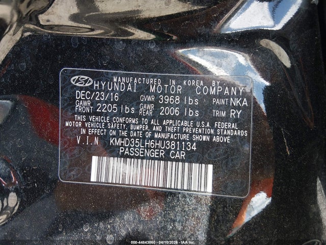 Aukcja sprzedaży 2017 Hyundai Elantra Gt, vin: KMHD35LH6HU381134, numer aukcji: 44843860